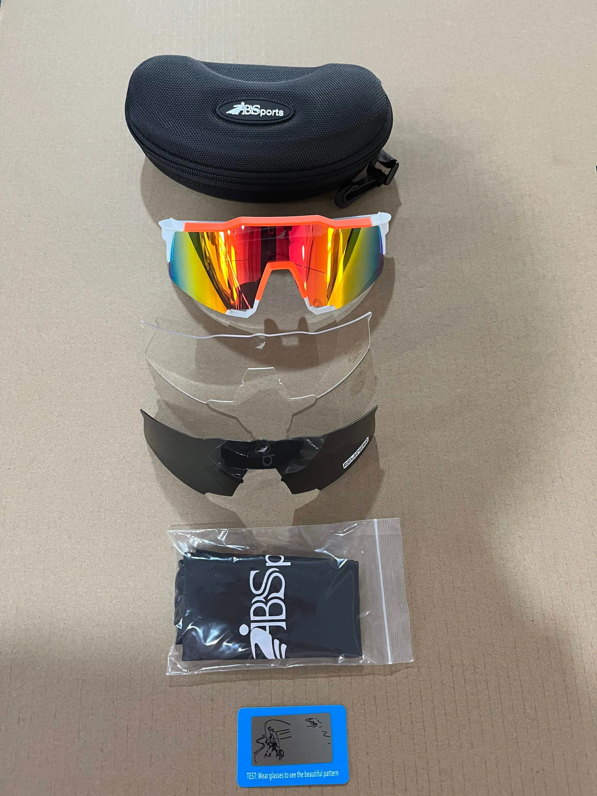 "Eclipse" Sports Performance Sunglasses (White w/ Orange)