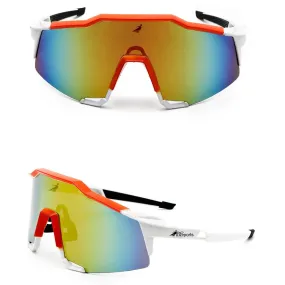 "Eclipse" Sports Performance Sunglasses (White w/ Orange)
