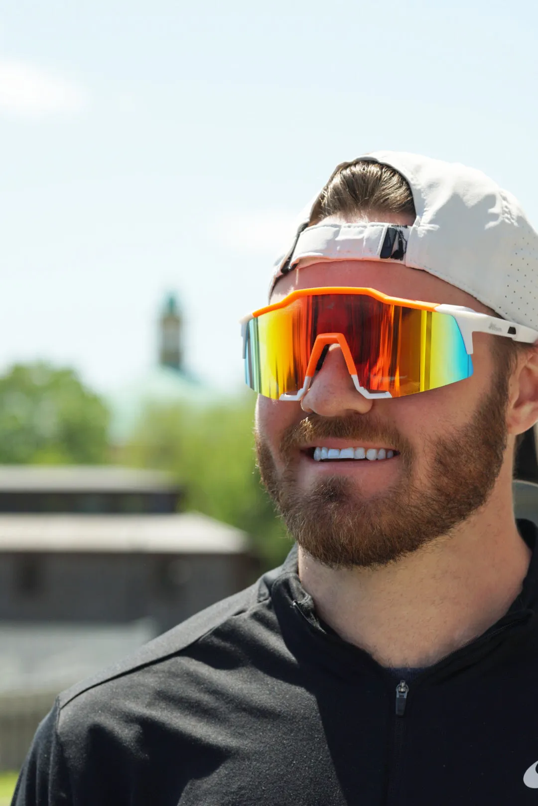 "Eclipse" Sports Performance Sunglasses (White w/ Orange)
