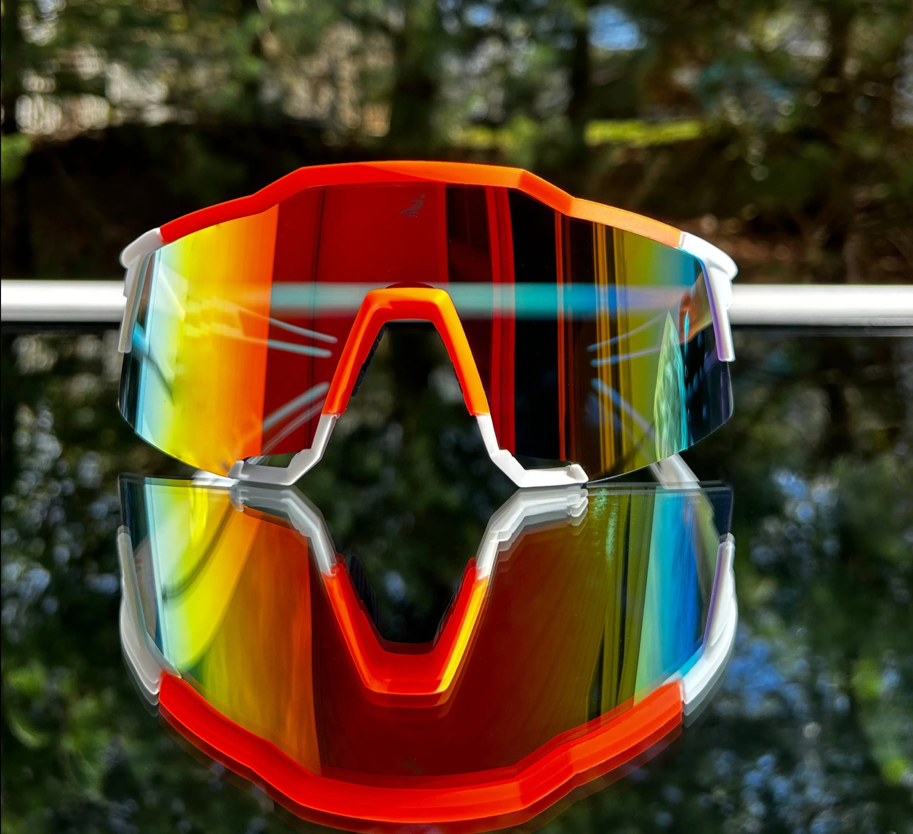 "Eclipse" Sports Performance Sunglasses (White w/ Orange)