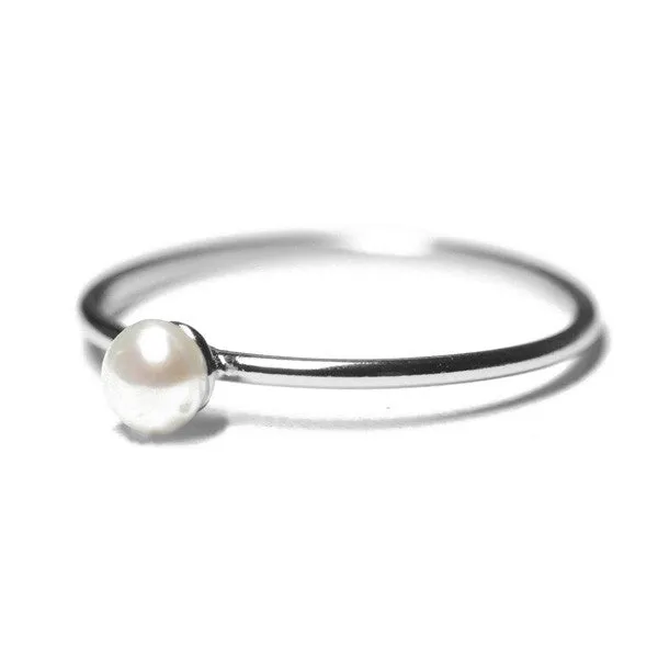 "Frosty" Sterling Silver Mini Pearl Ring
