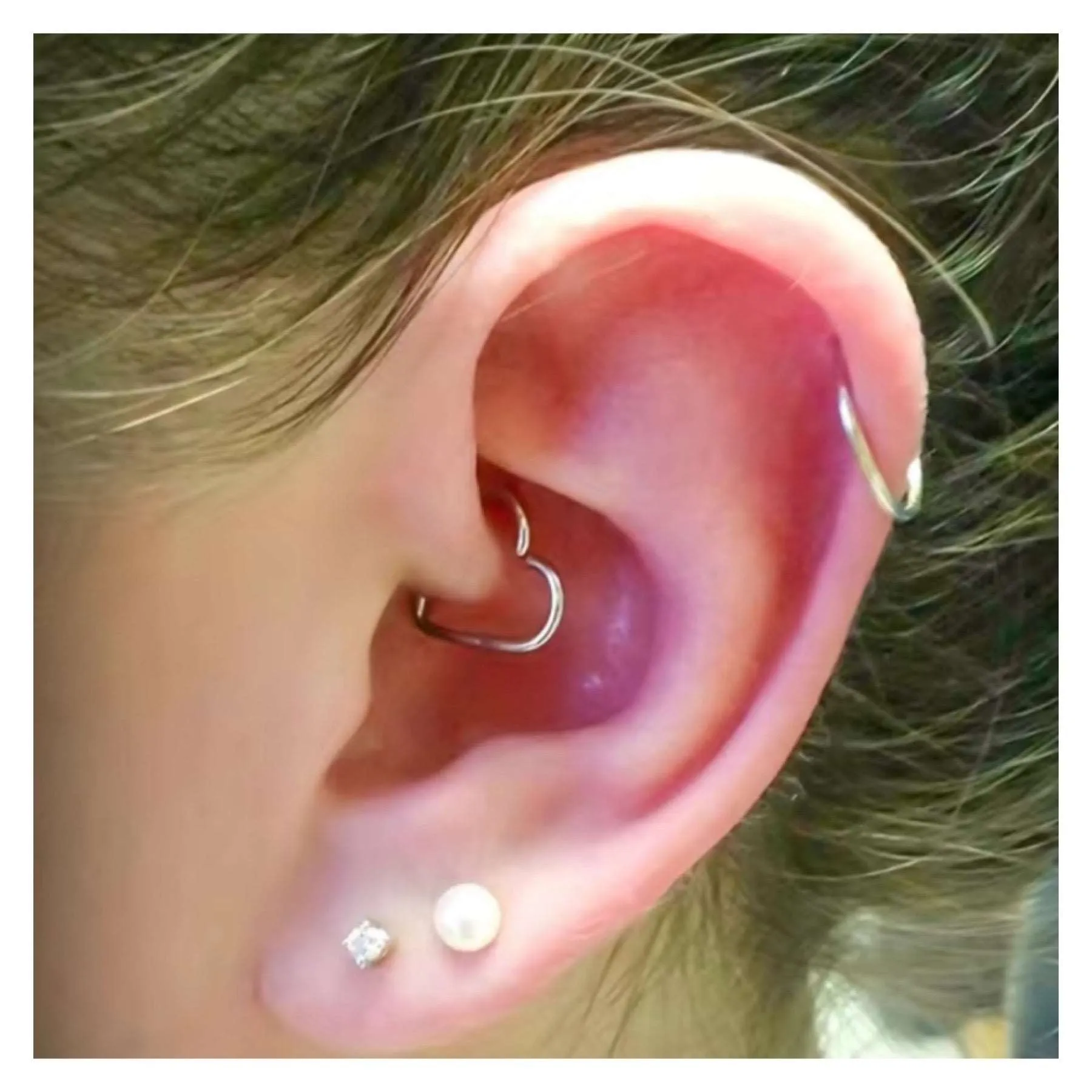 Rainbow Heart Fixed Hoop Earring
