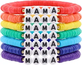 Rainbow Heishi Surfer Bracelets Set for Women Stackable Clay Beaded Bracelets Disc Stretch Preppy Bracelets Layering Colorful Friendship Bracelets Team Cheer Bulk Boho Summer Beach Jewelry Gift