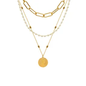 Regal Pearl Collarbone Chorker Necklace with King Pendant
