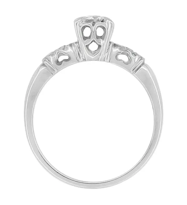 Rosalie Retro Moderne Illusion Vintage Diamond Engagement Ring in 14 Karat White Gold