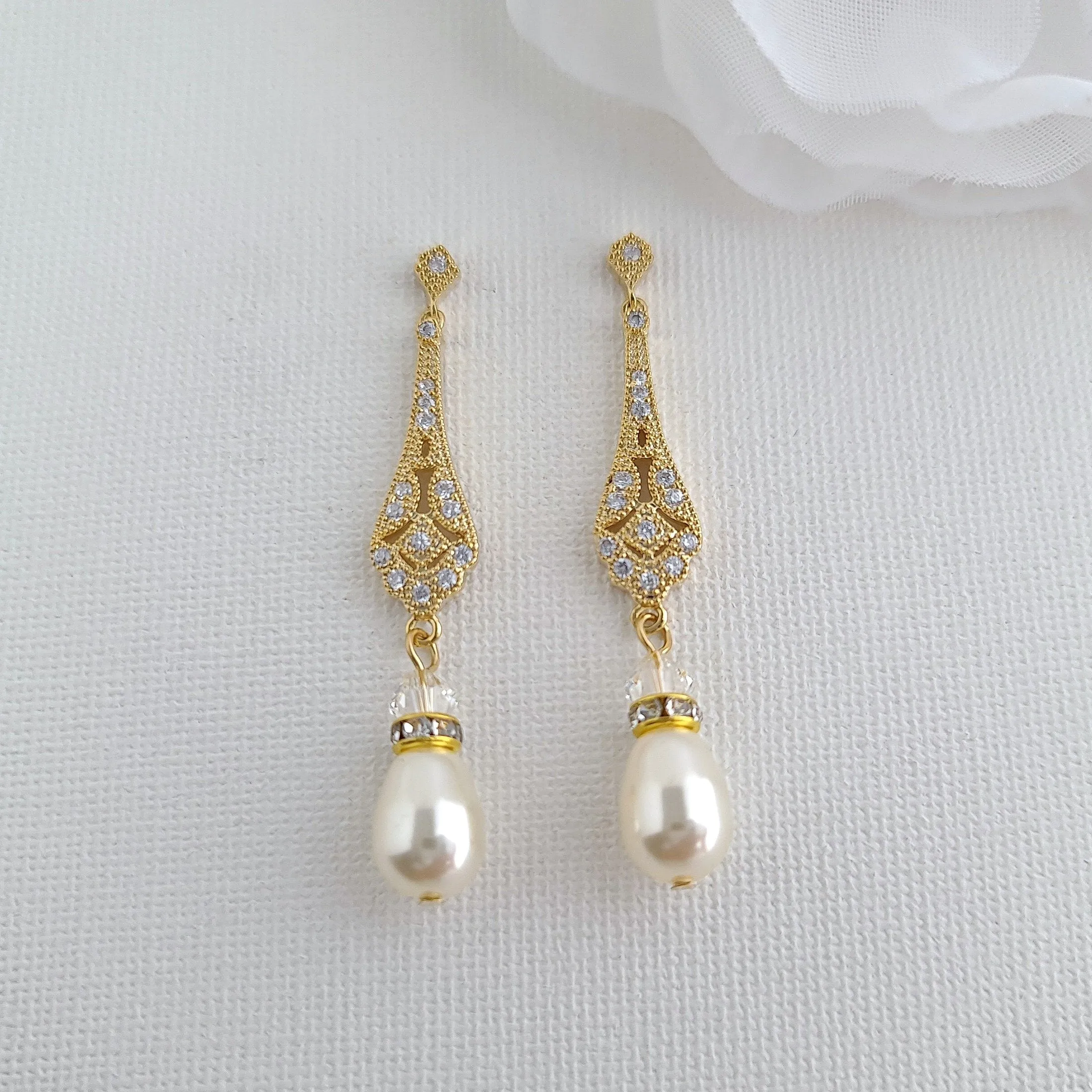 Rose Gold and Pearl Wedding Jewelry Set-Lisa