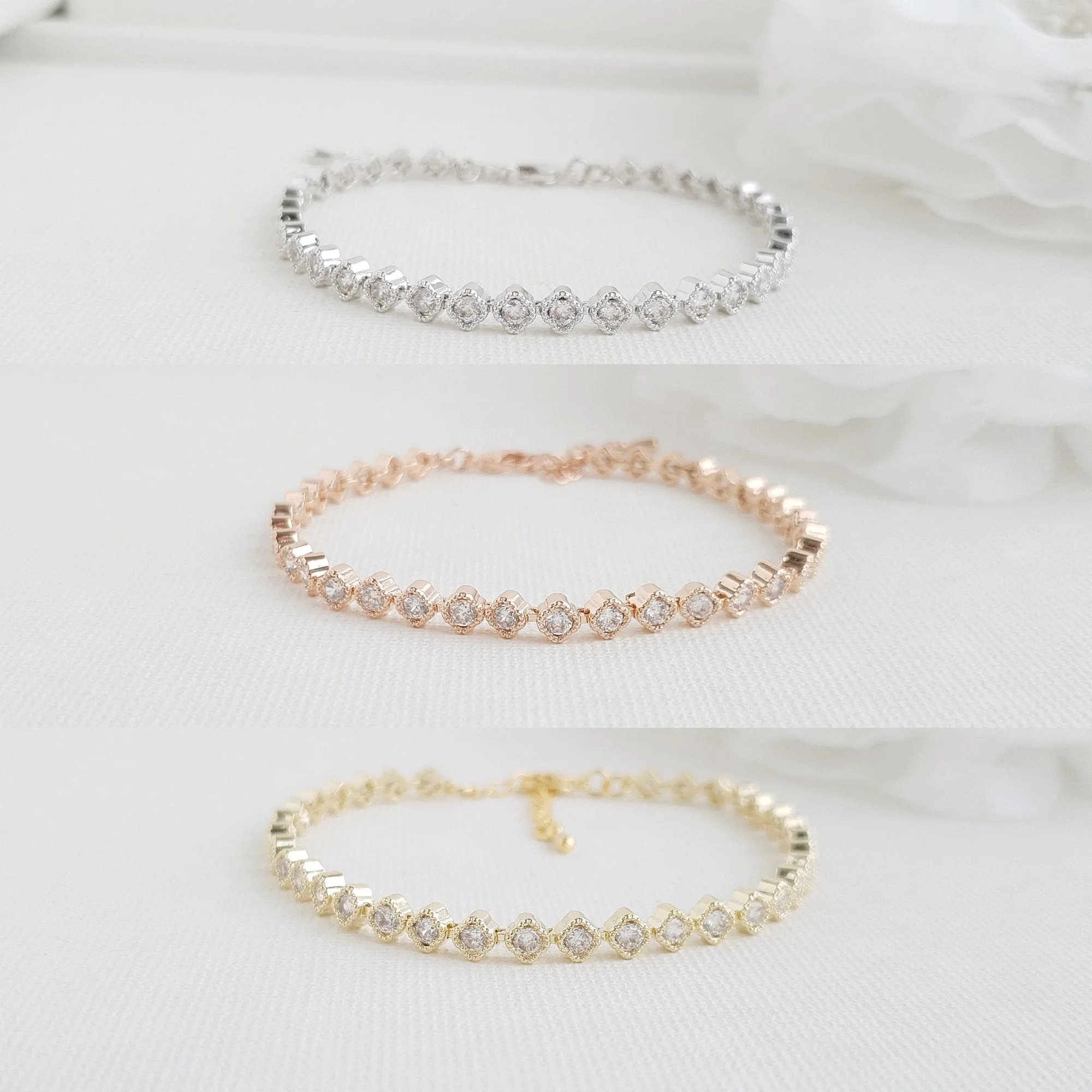 Rose Gold and Pearl Wedding Jewelry Set-Lisa