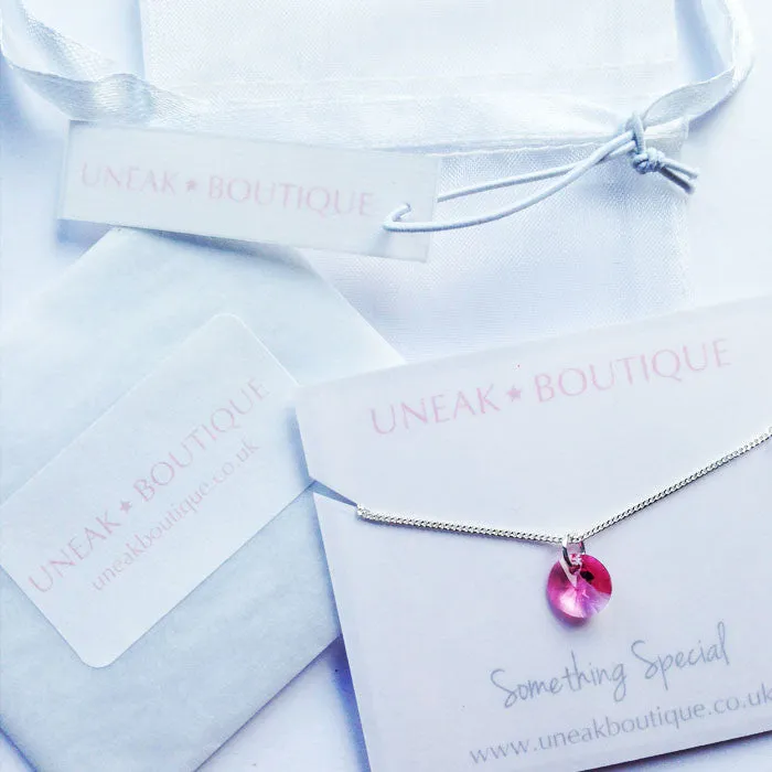 Rose Pink Crystal Xilion Silver Anklet