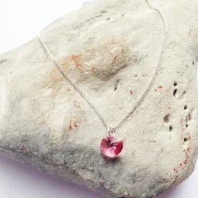 Rose Pink Crystal Xilion Silver Anklet