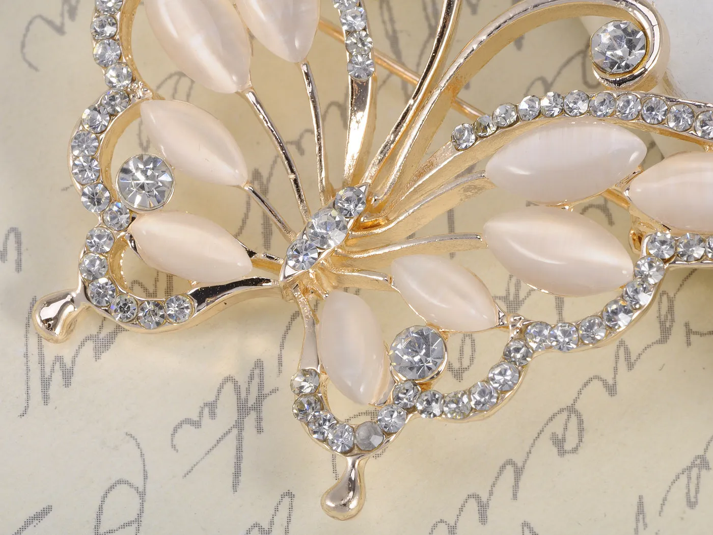 Royal Embellished Pearlescent Butterfly Pin Brooch