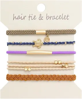 Sea Turtle Stretch Bracelet Sets for Women Soft Braided Boho Rubber Band Bracelets kit Adjustable Bands Elastic Coconut Tree Heart Bracelet Party Holiday Vacation Jewelry