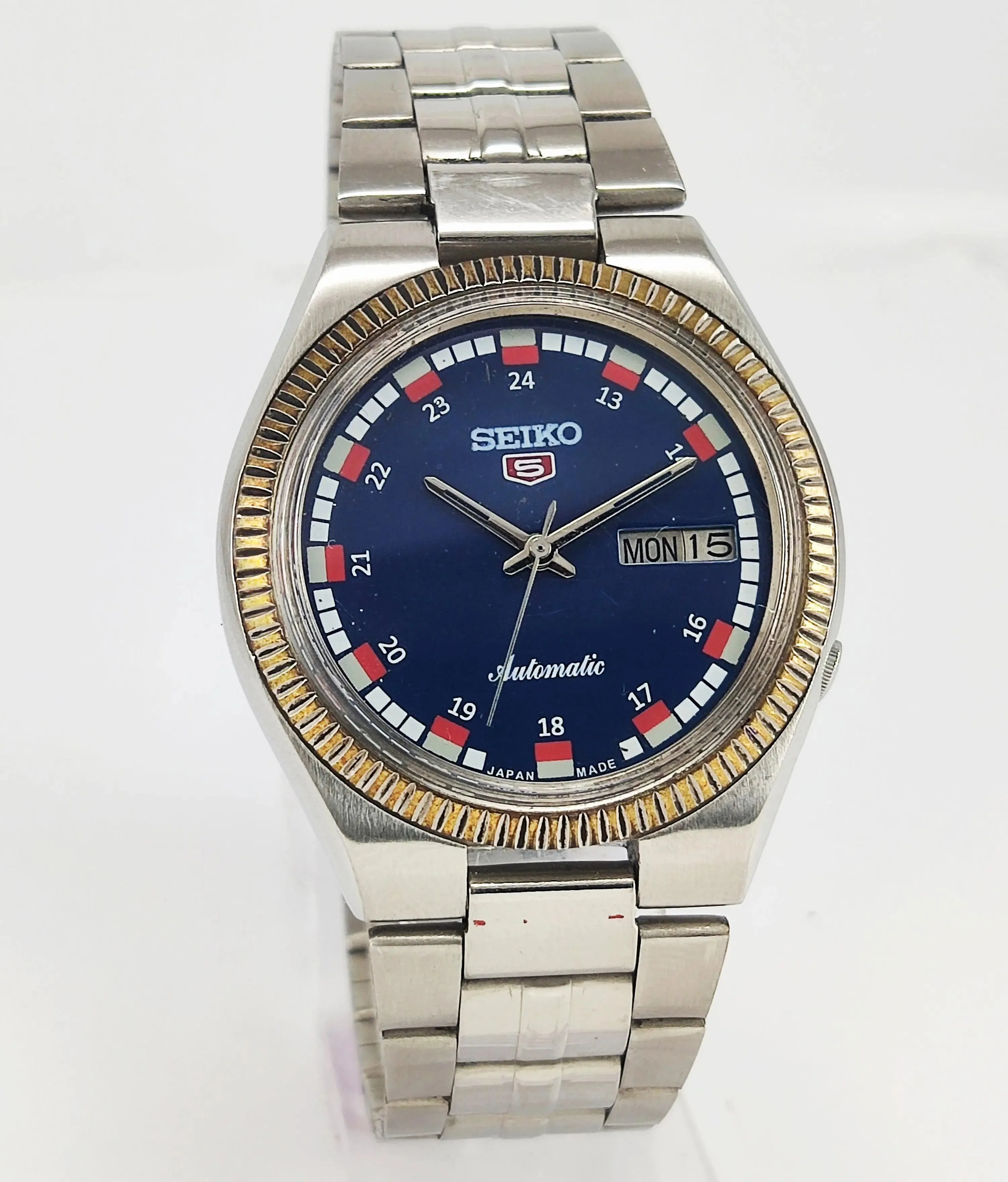 Seiko 5 Automatic-7009A Blue Color Dial 17 Jewels Day Date Men's Wrist Mechanical Watch
