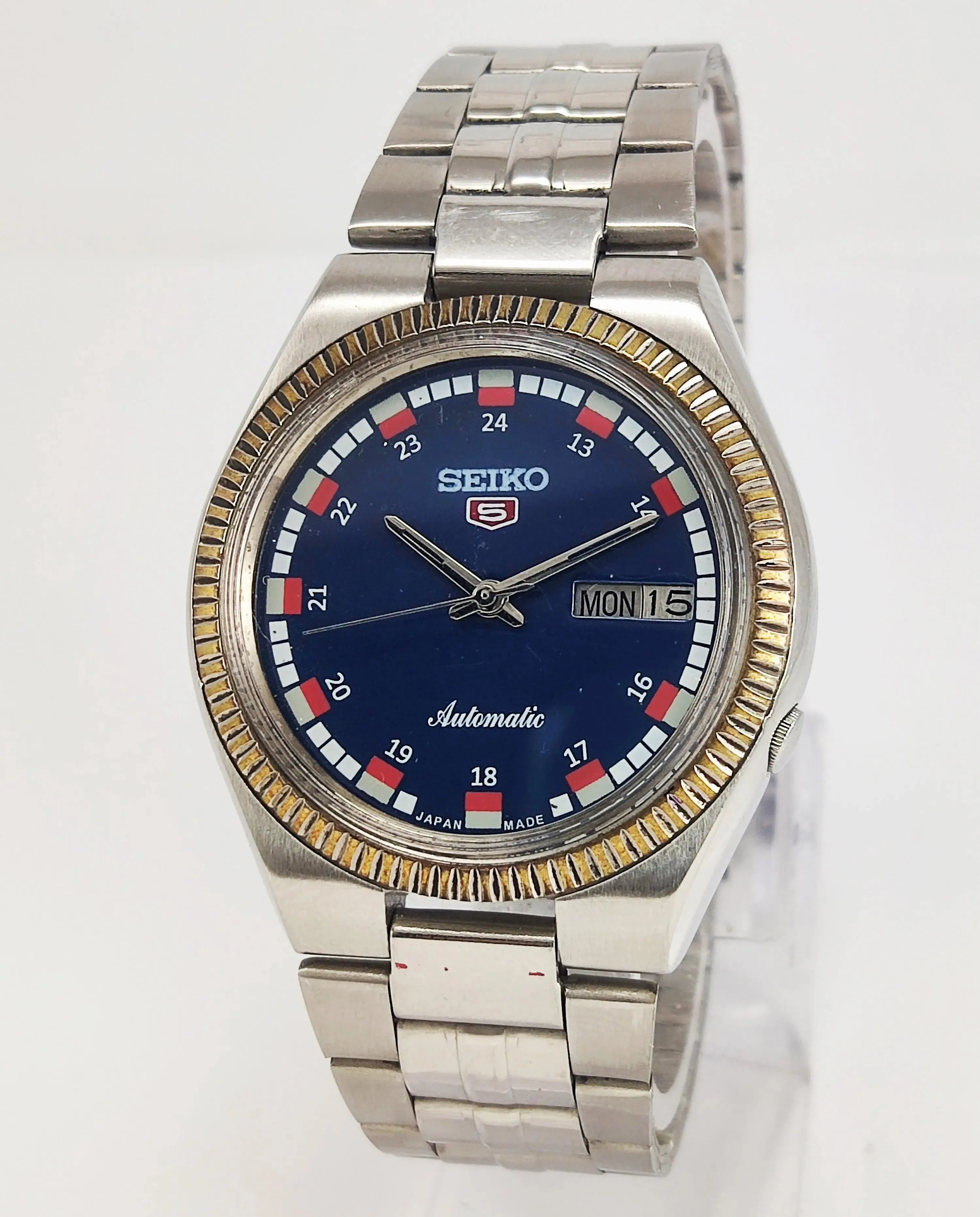 Seiko 5 Automatic-7009A Blue Color Dial 17 Jewels Day Date Men's Wrist Mechanical Watch