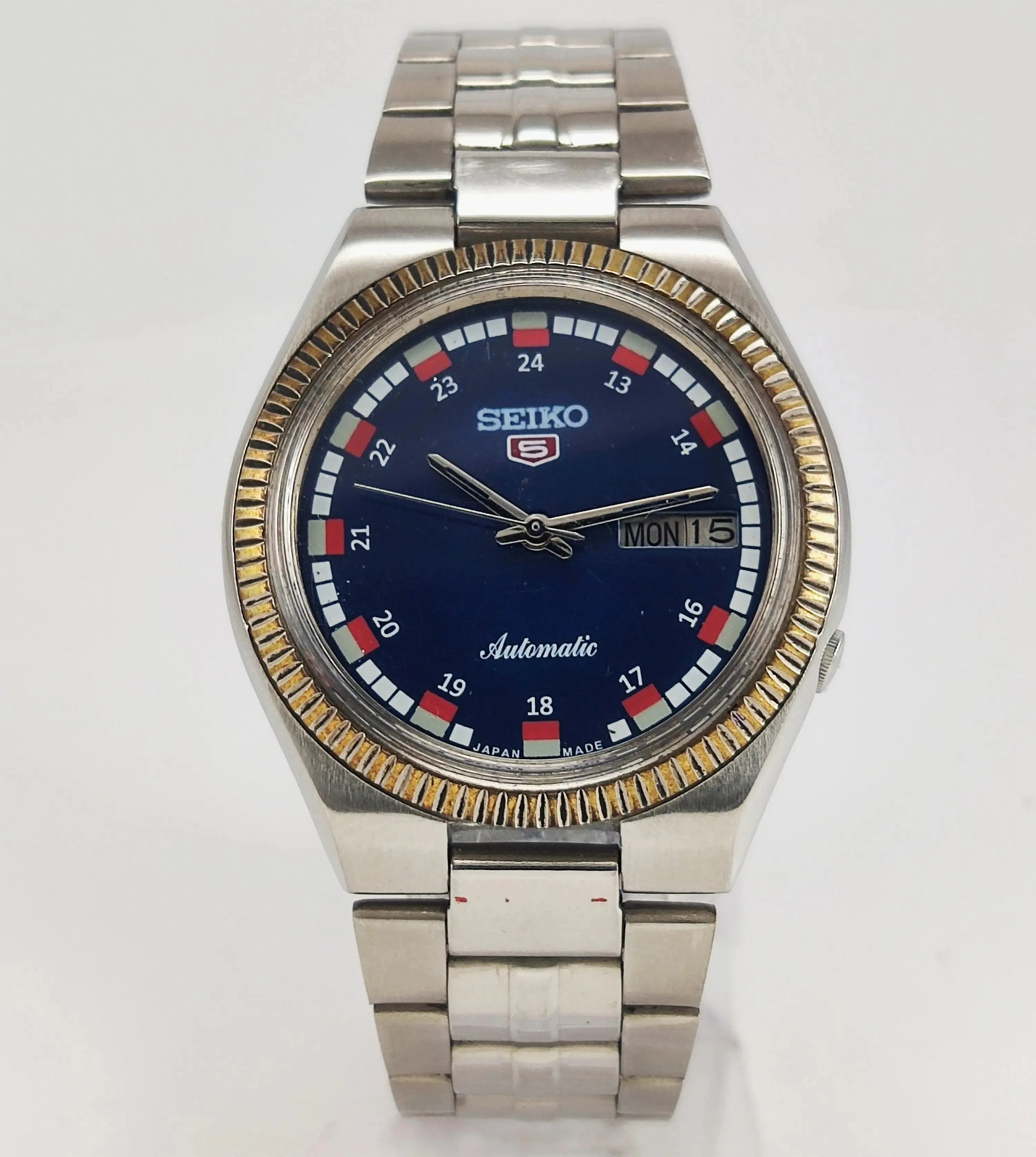 Seiko 5 Automatic-7009A Blue Color Dial 17 Jewels Day Date Men's Wrist Mechanical Watch
