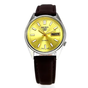 Seiko 5 Automatic-7009A Golden Dial 17 Jewels Day Date Men's Wrist Mechanical Watch