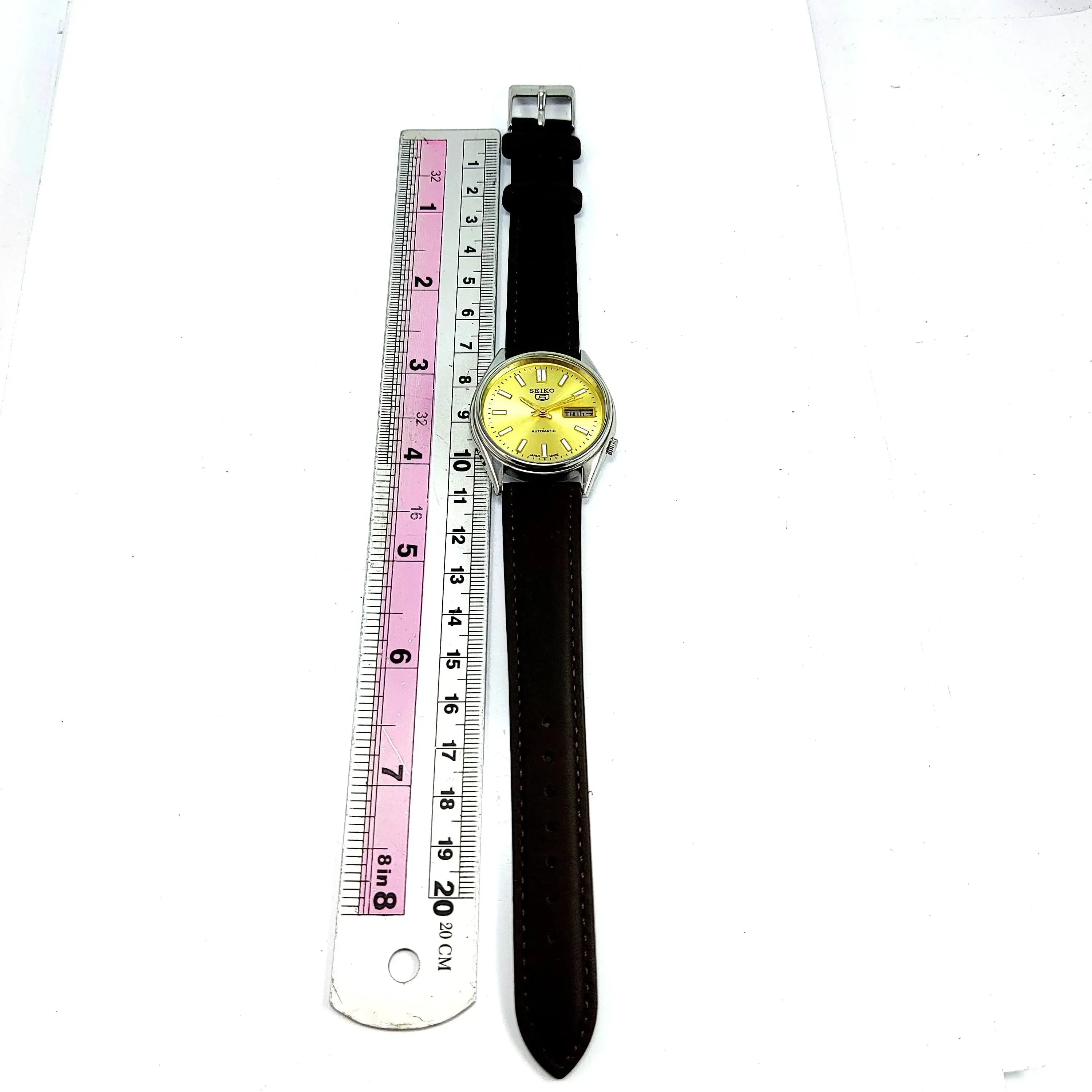 Seiko 5 Automatic-7009A Golden Dial 17 Jewels Day Date Men's Wrist Mechanical Watch
