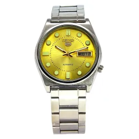 Seiko 5 Mechanical Automatic-7009A Golden Dial 17 Jewels Day Date Men's Wrist Watch
