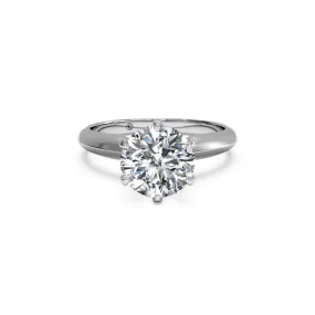 Six-Prong Knife-Edge Round Brilliant Diamond Ring