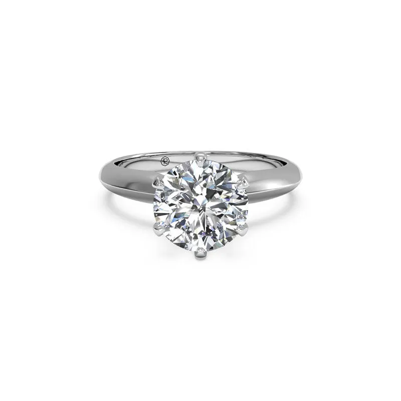 Six-Prong Knife-Edge Round Brilliant Diamond Ring
