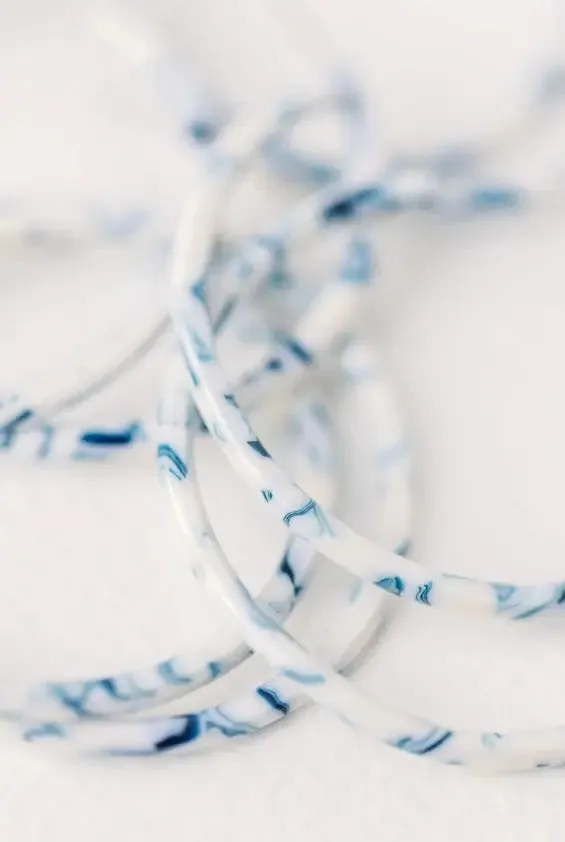 Skinny Blue & White Hoop Earrings