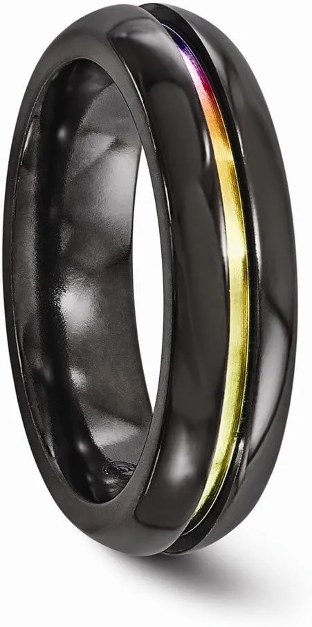 Solid Black Titanium Anodized 6mm Plain Classic Wedding Band Ring