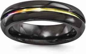 Solid Black Titanium Anodized 6mm Plain Classic Wedding Band Ring