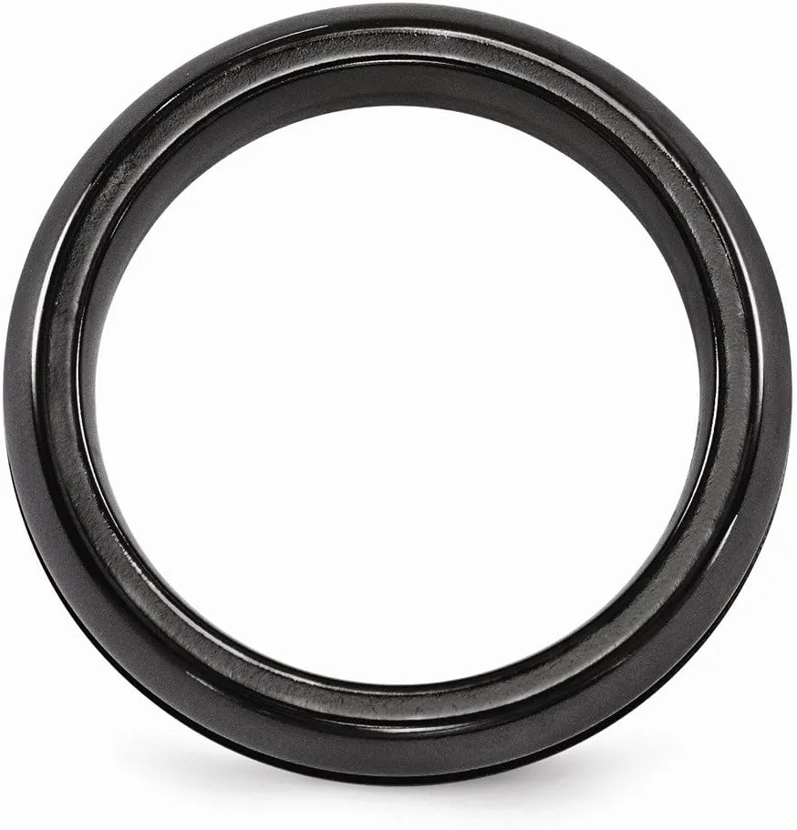Solid Black Titanium Anodized 6mm Plain Classic Wedding Band Ring