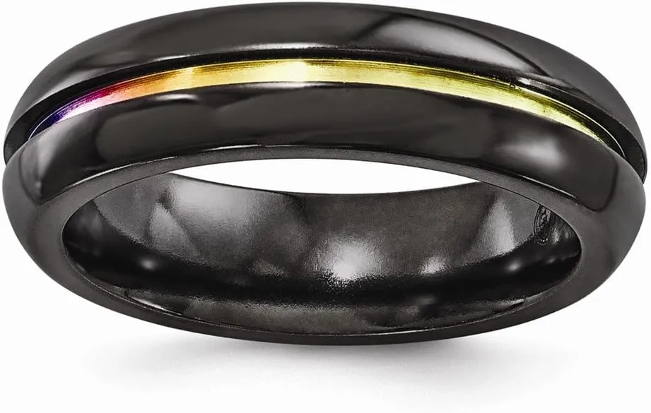 Solid Black Titanium Anodized 6mm Plain Classic Wedding Band Ring