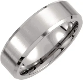 Solid Titanium 7mm Beveled Edge Wedding Band Ring Comfort Fit Matte Brushed Satin - Size 13