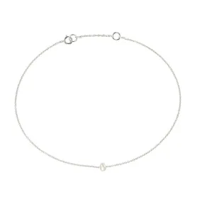 Solid White Gold Small Pearl Anklet