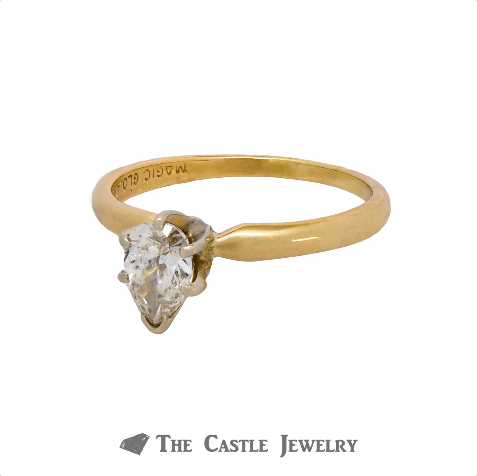 Solitaire Pear Diamond Engagement Ring in 6 Prong Tiffany Mounting