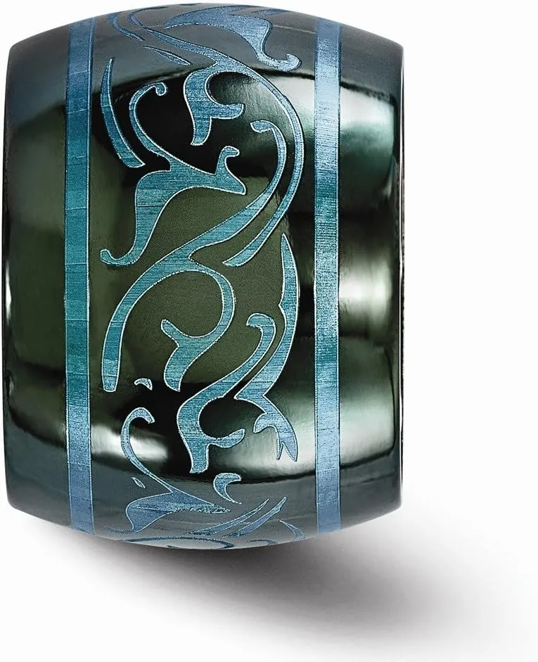 Sonia Jewels Solid Black Titanium Anodized Teal Domed 16mm Plain Classic Wedding Band Ring