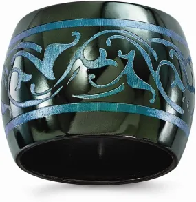 Sonia Jewels Solid Black Titanium Anodized Teal Domed 16mm Plain Classic Wedding Band Ring