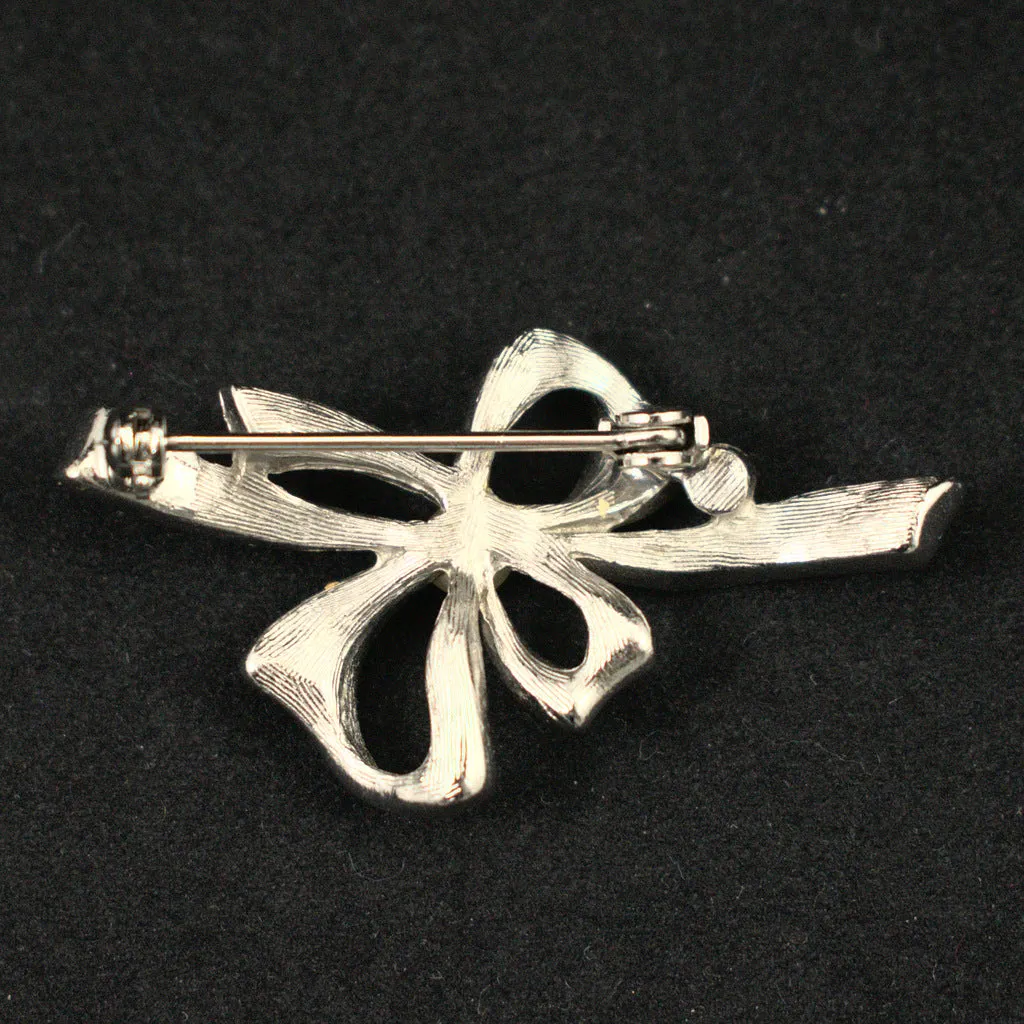 Sparkly Bow & Pearl Vintage Brooch