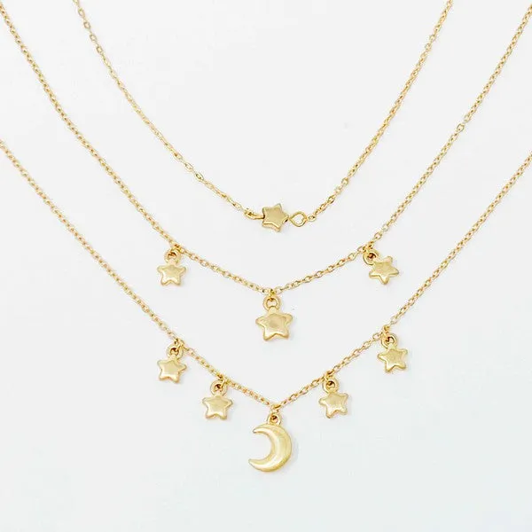 Starred Up Chain Anklet, Set of 3