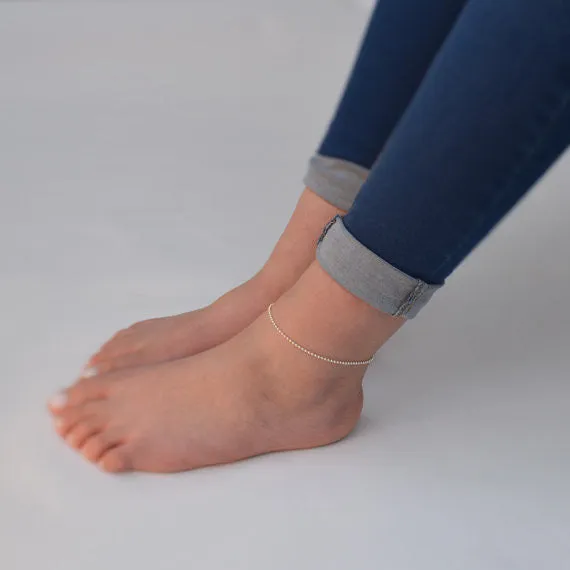 Steeling Silver chain ankle bracelet