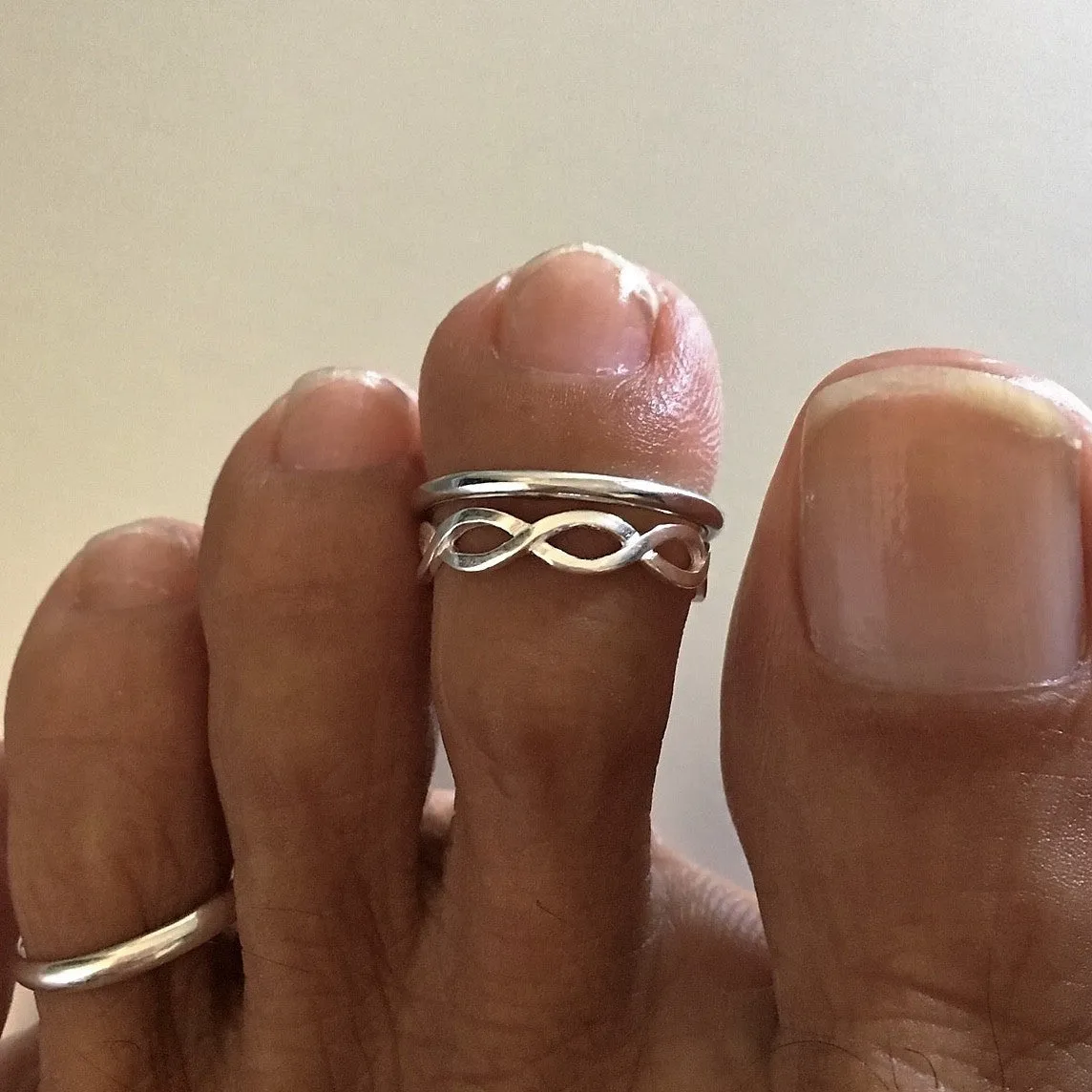 Sterling Silver Thin Braided Toe Ring, Silver Rings, Braid Ring