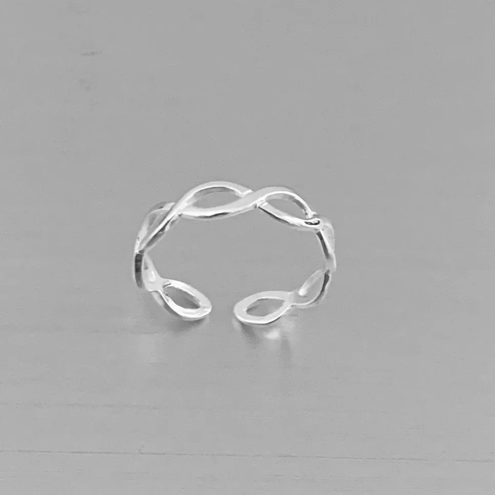 Sterling Silver Thin Braided Toe Ring, Silver Rings, Braid Ring