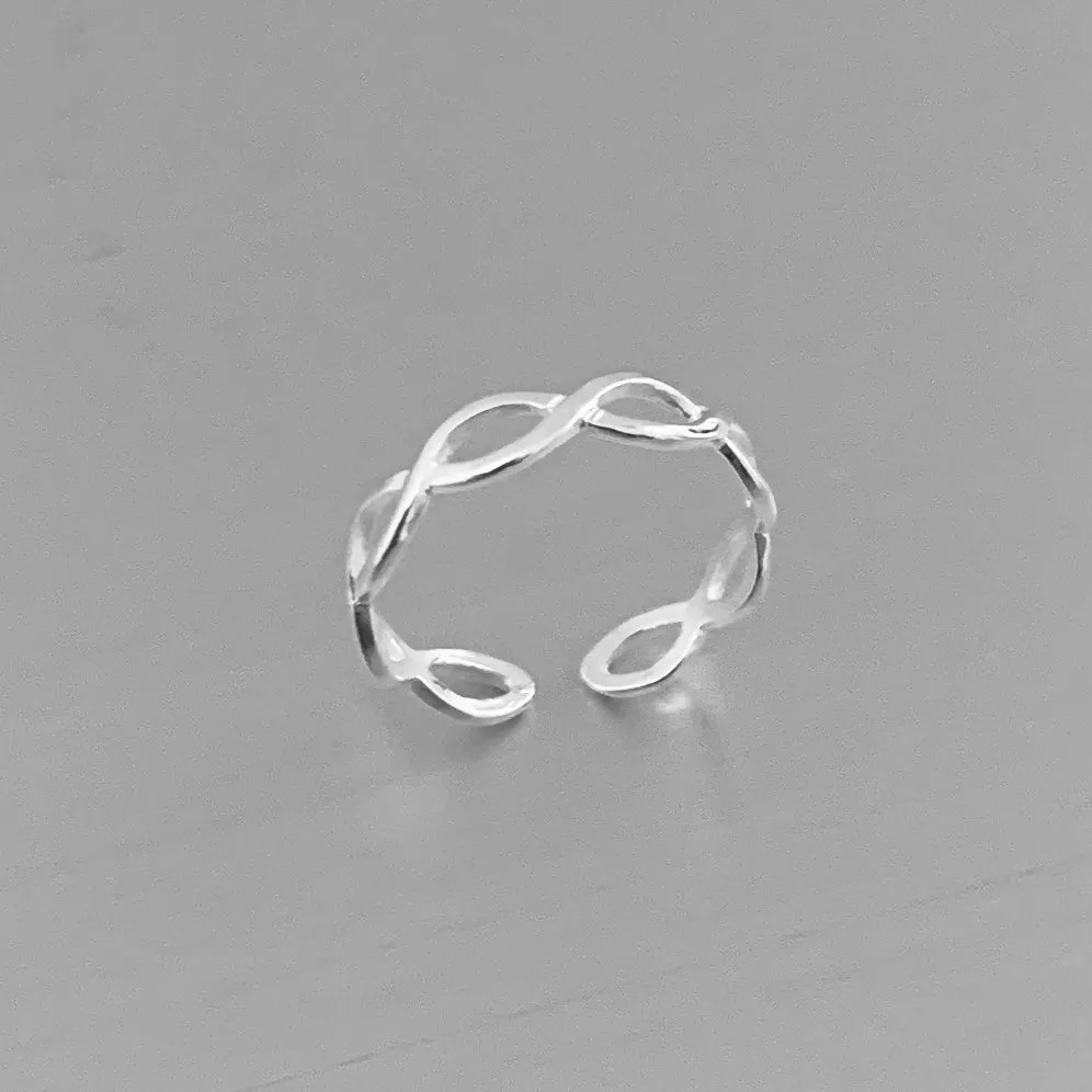 Sterling Silver Thin Braided Toe Ring, Silver Rings, Braid Ring