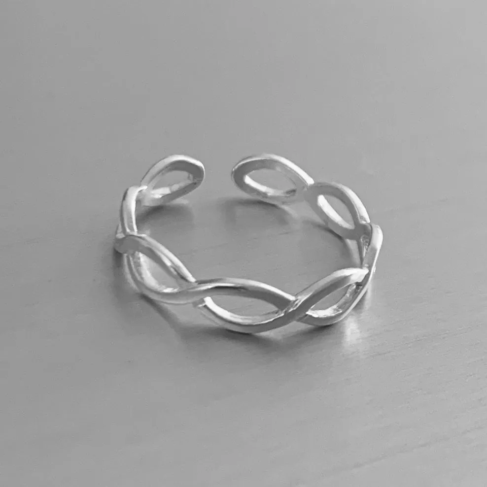 Sterling Silver Thin Braided Toe Ring, Silver Rings, Braid Ring