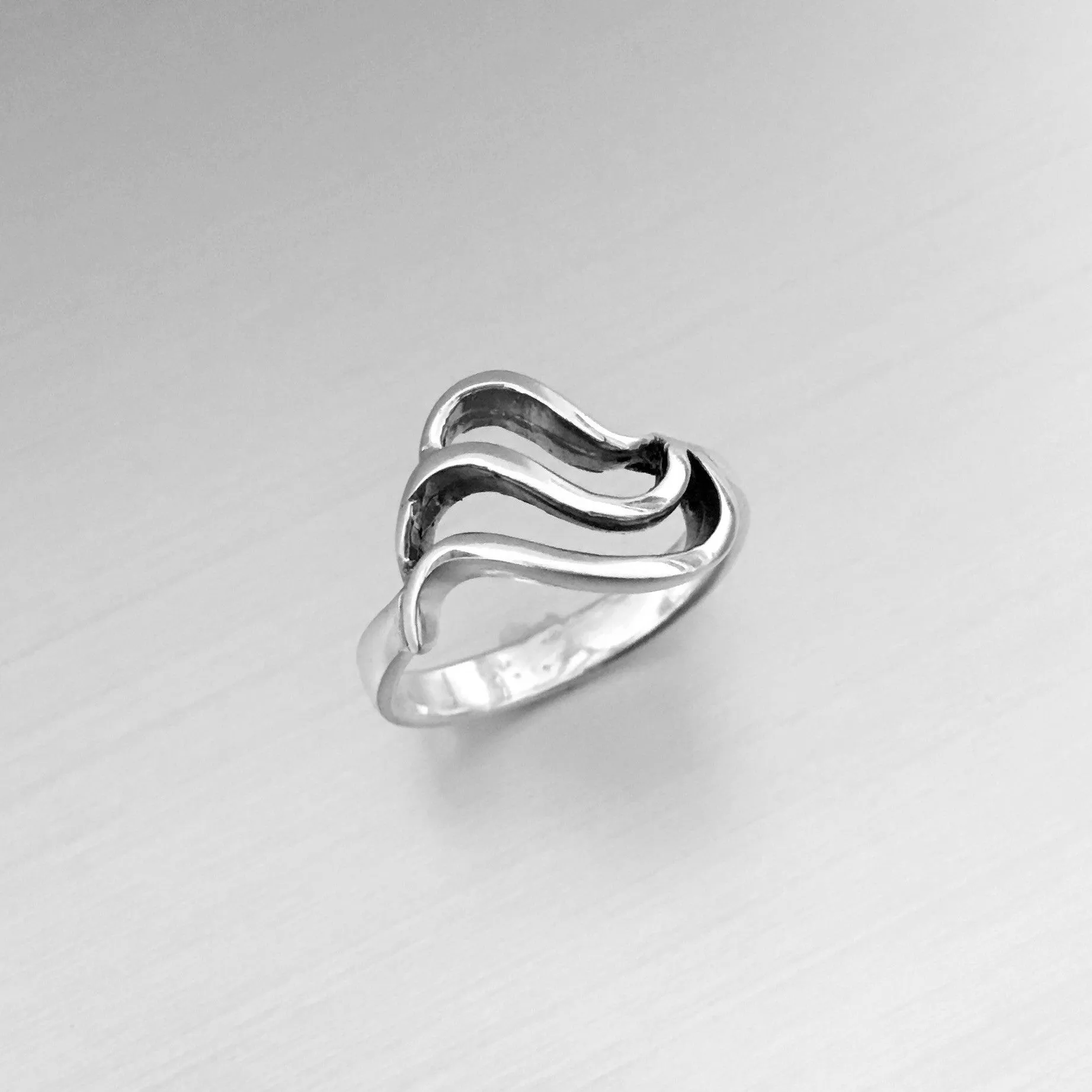Sterling Silver Triple Waves Ring, Silver Ring, Rings