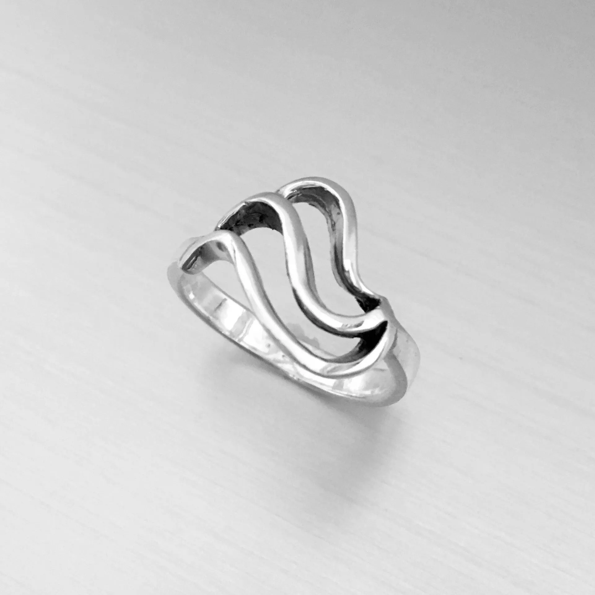 Sterling Silver Triple Waves Ring, Silver Ring, Rings