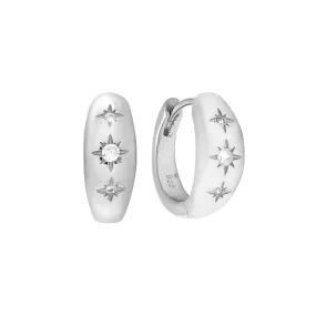 Thick Starburst Hoops (Silver)