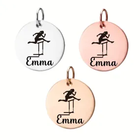 Track and Field Charm, Personalized Engraved Stainless Steel Track and Field Name Charm, DIY, Track and Field Gift for Track and Field Players, Track and Field Jewelry