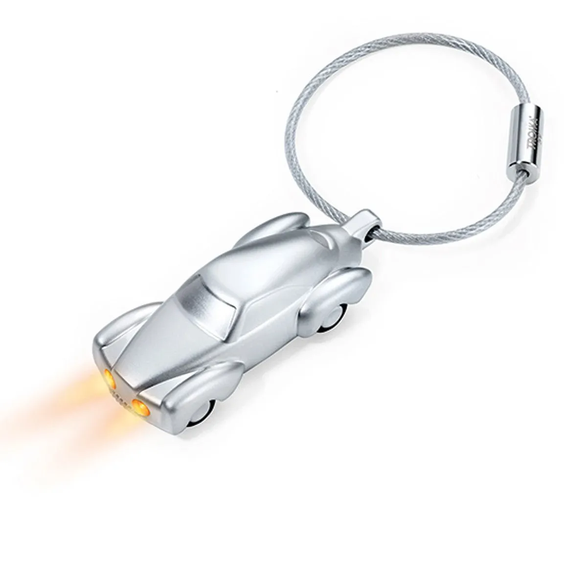Troika Light Rider, LED Light Keychain in shape of Classic Car, Mat Silver