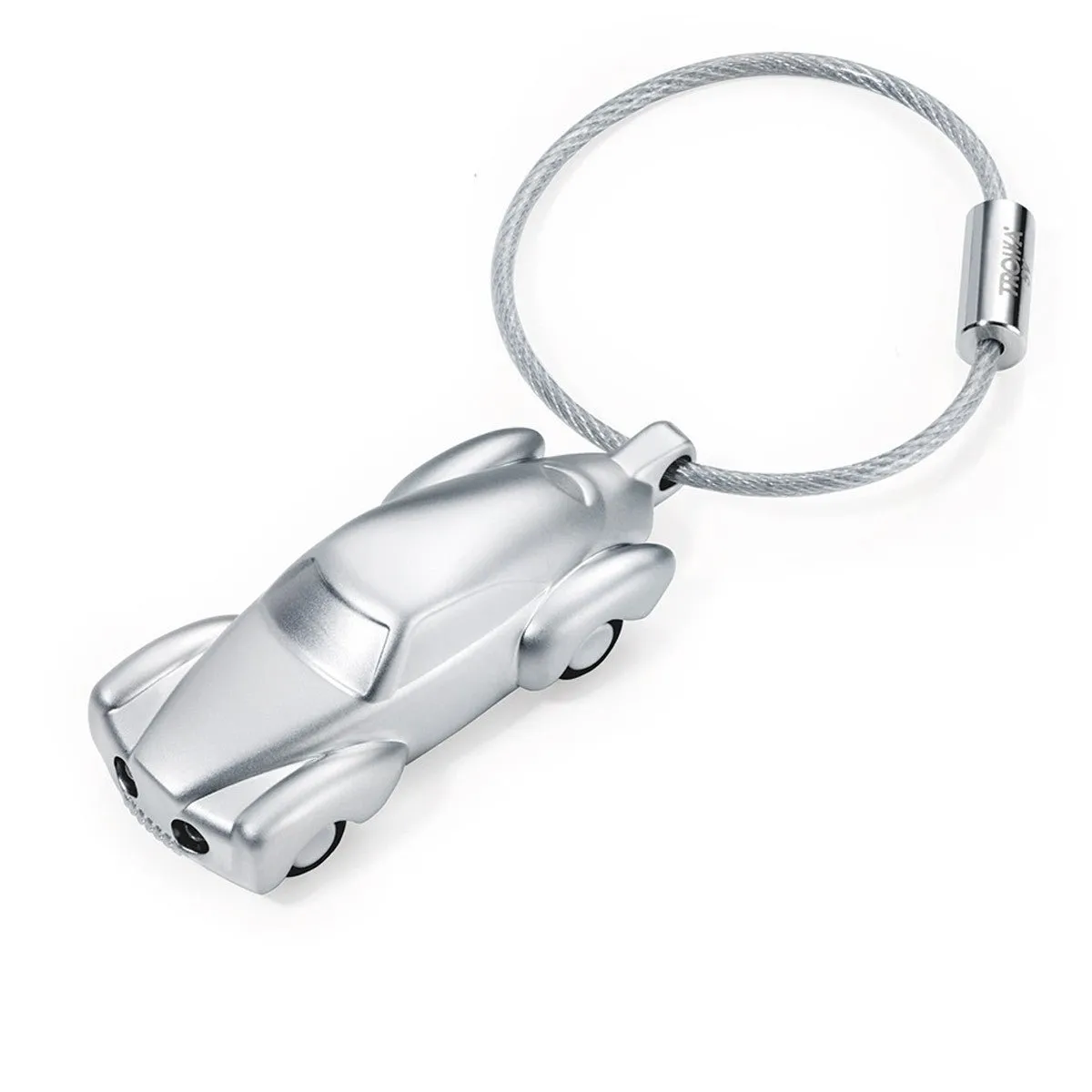 Troika Light Rider, LED Light Keychain in shape of Classic Car, Mat Silver