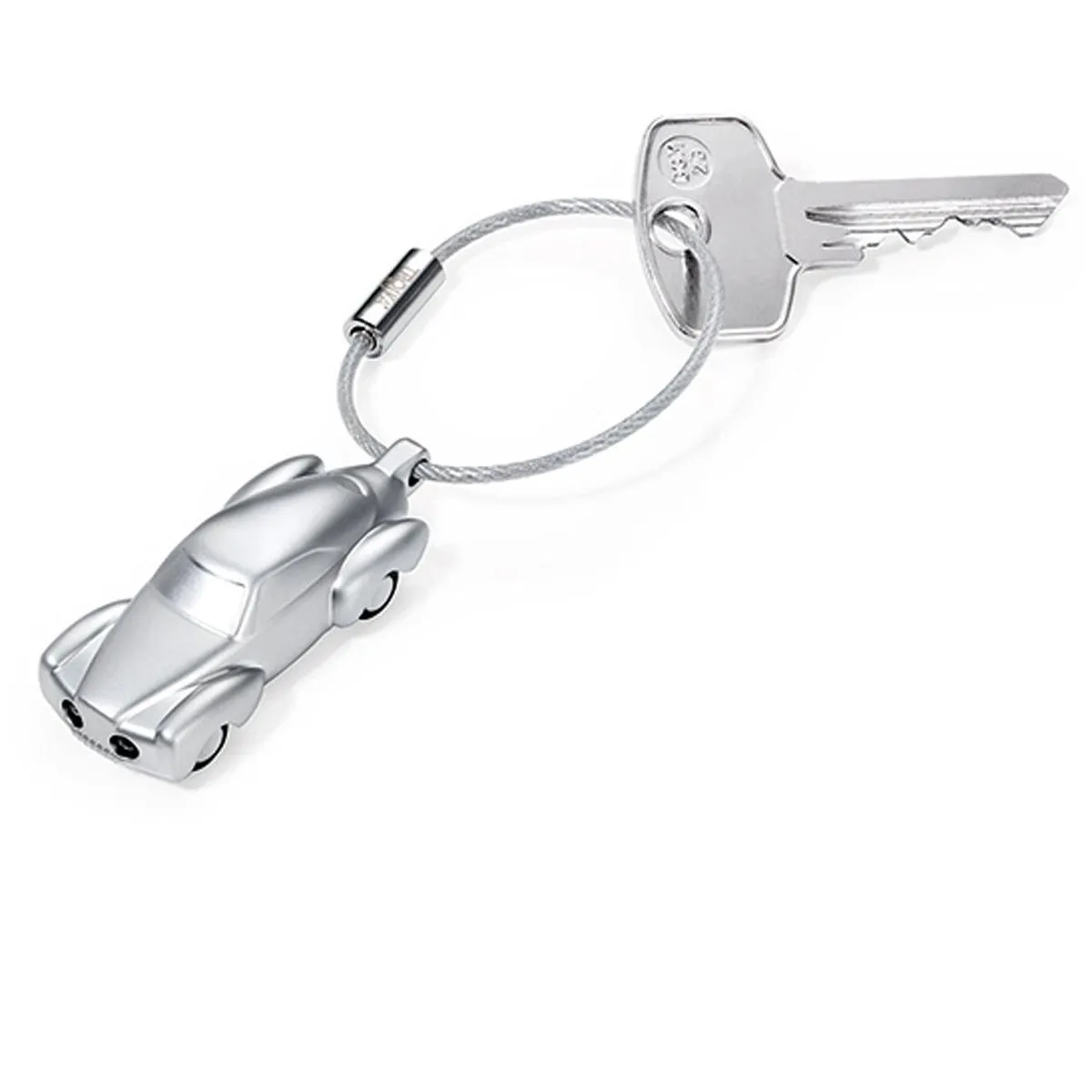 Troika Light Rider, LED Light Keychain in shape of Classic Car, Mat Silver