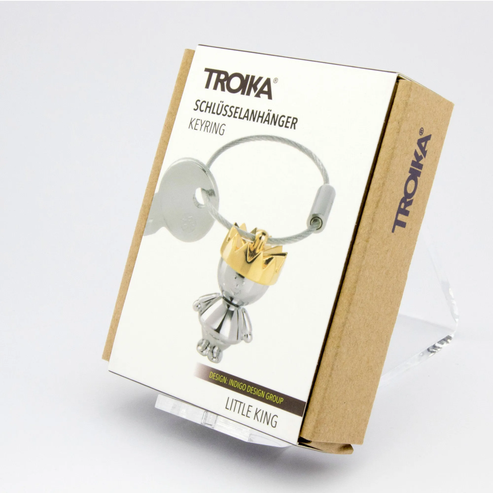 Troika Little King Charm Key Chain with Nail Friendly Loop