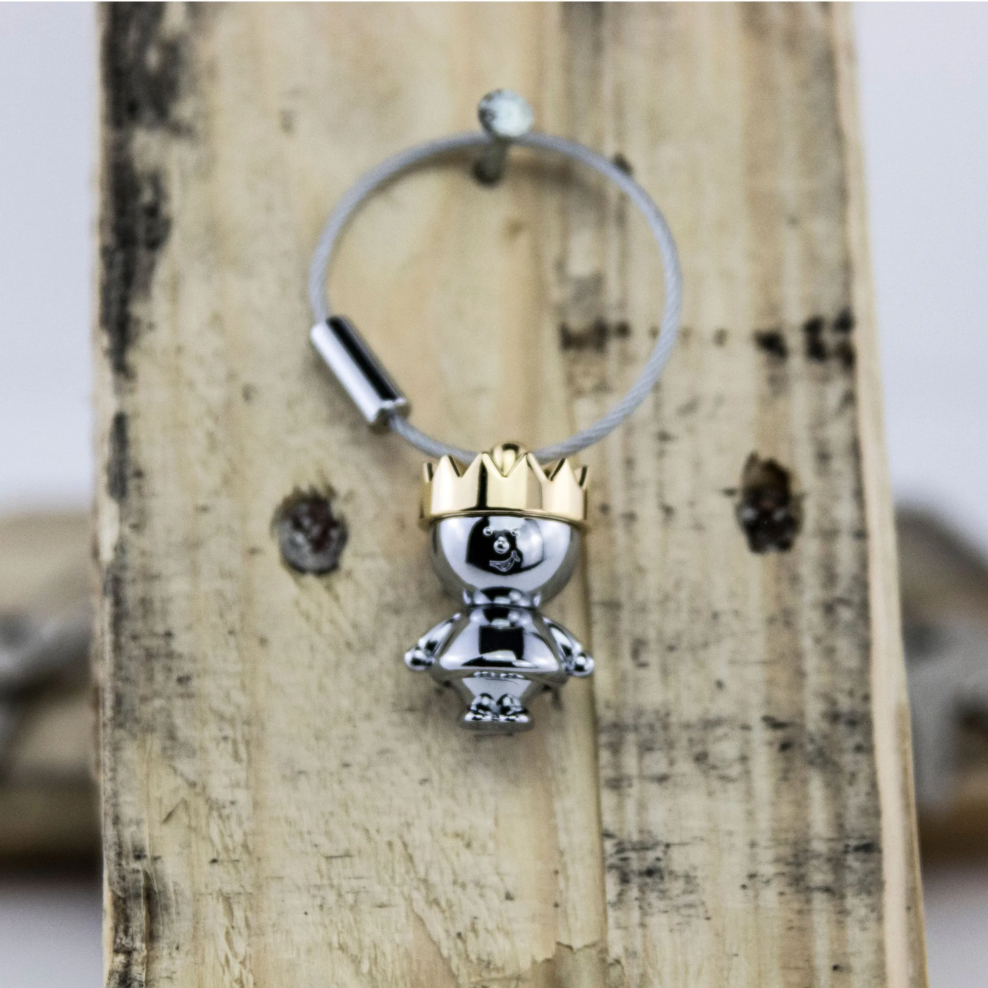 Troika Little King Charm Key Chain with Nail Friendly Loop