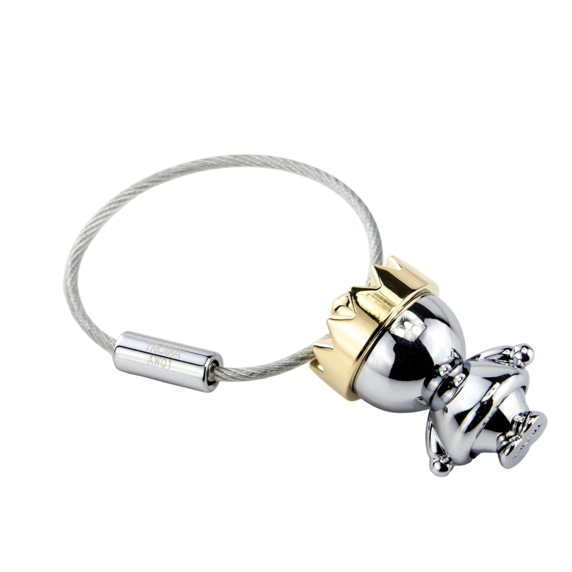 Troika Little King Charm Key Chain with Nail Friendly Loop